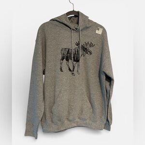 Gildan Heather Gray Moose Hoodie M